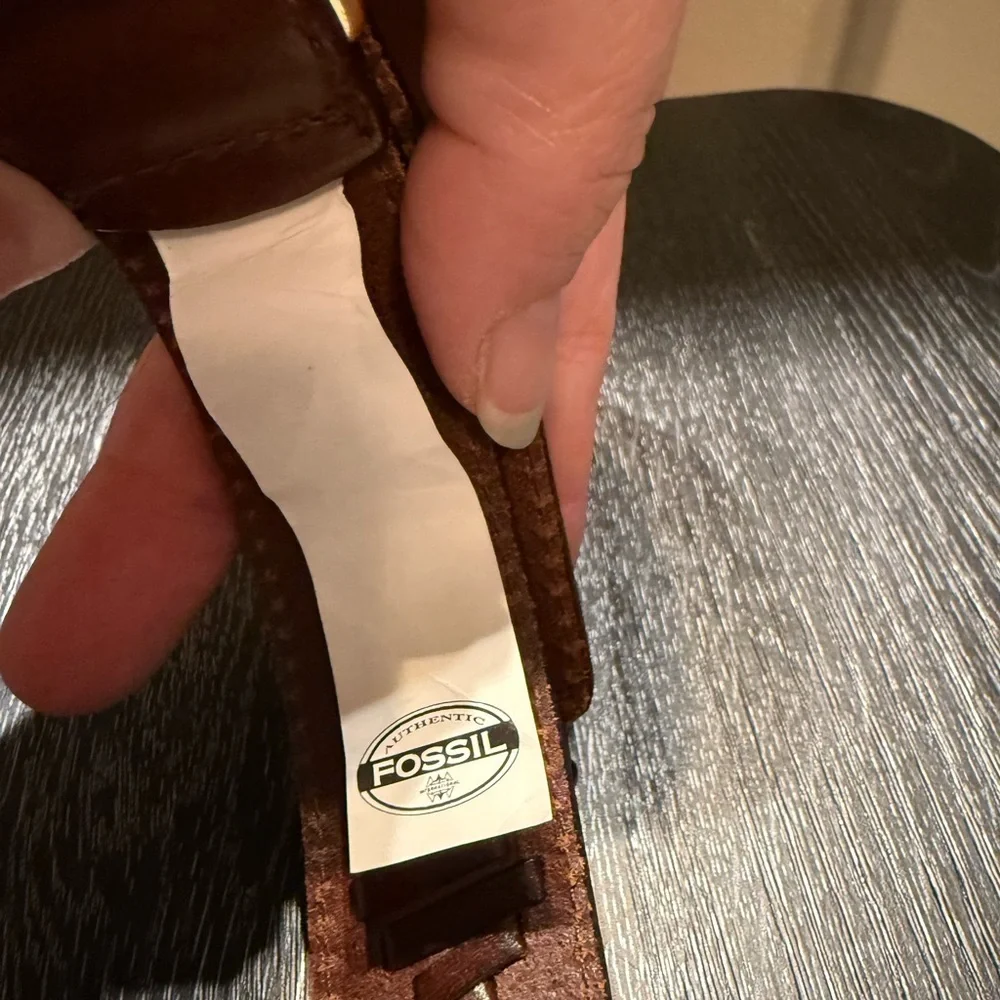 Vintage Fossil Brown Leather Southwest Silver Concho Cowgirl Boho Belt Sz M 33”
